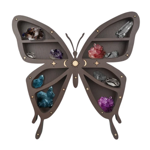 Butterfly Home Decor <strong>Dark</strong> Butterfly Crystal Display <strong>Wood</strong> <strong>Shelf</strong> - Product Image 1