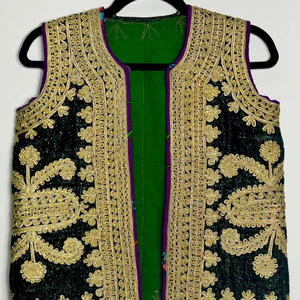 Chaleco afgano informal bordado tradicional para hombre para otoño, ropa de fiesta de boda, chaqueta étnica sin mangas de lana transpirable - Product Image 1