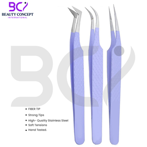 Fiber Tip Lash Tweezers Pack of 3 Pieces Eyelash Extension Grafted Tweezers, With <b>Leather</b> Strong Pouch Beauty <b>Tools</b> - Product Image 4