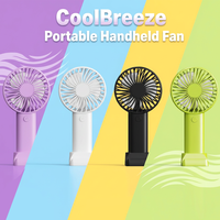 Ventilateur portable rechargeable USB avec logo personnalisé, mini ventilateur à main avec trois vitesses, support de bureau pour les voyages en plein air
