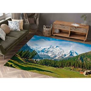 Tapis Paysager Nanga Parbat : Tapis imprimé avec vue sur les montagnes et les prairies féériques, tapis fin non tissé - Product Image 2