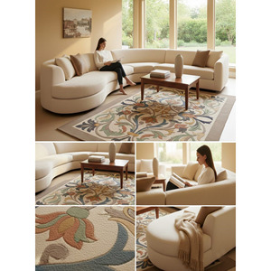Alfombra de Lana Clásica Hecha a Mano con Diseño Floral, Alfombra para Decoración del Hogar, Sala de Estar, Respaldo de Látex, Regalo de Año Nuevo, Venta al por Mayor - Product Image 3