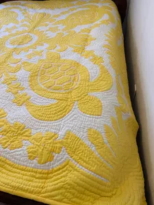 Best Selling Natural Yellow Floral Printed Hawaiian Soft and Durable <b>Quilts</b> Handwoven <b>Quilts</b> with Intricate Embroidery OEM ODM - Product Image 2