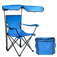 Chaise de pêche pliable en Oxford 600D avec porte-gobelet et auvent, chaise de camping portable avec sac de transport pour la pêche et la plage