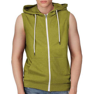 <b>Men's</b> <b>Sleeveless</b> Zip <b>Hoodie</b> Winter Solid Pattern Bodybuilding Gym Tank Tops Plus Size Stringer <b>Hoodie</b> 100% Cotton Fleece - Product Image 1