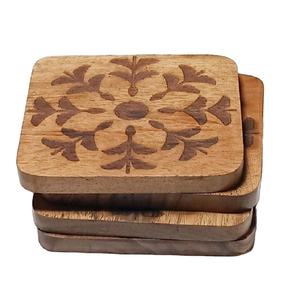 Opción de posavasos de madera redonda natural sostenible al por mayor de Rabeh Exports con embalaje de cartón - Product Image 2