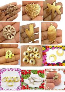 Vente en gros de lots de métal en forme de feuille en laiton plaqué or pour composants de bijoux pendentif à breloque - Product Image 3