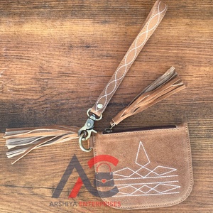 Nouveau personnalisé en gros botte point daim cuir bracelet fermeture éclair porte-monnaie pour femmes grande capacité en cuir véritable pochette d'argent - Product Image 1