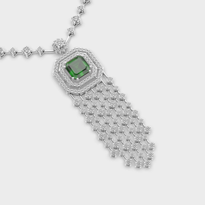 Collar de diamante de moissanita de corte redondo personalizado de fábrica, Collar de plata de ley 925 de lujo con collar de piedra central verde - Product Image 2