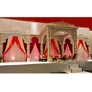 Mariage au design unique Mandap vente en gros de pagode en fibre d'or blanc de mariage indien personnalisable configuration de mariage aux États-Unis DST Exportations - Product Image 1