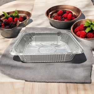 Récipient alimentaire jetable en papier d'aluminium de grande taille 2000ML Plateau de cuisson jetable en papier d'aluminium rectangulaire avec papier - Product Image 1