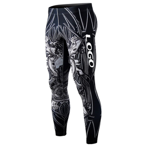 Compresión transpirable Spandex/poliéster mallas para correr hombres gimnasio entrenamiento pantalones Leggings Fitness ropa deportiva de longitud completa - Product Image 1