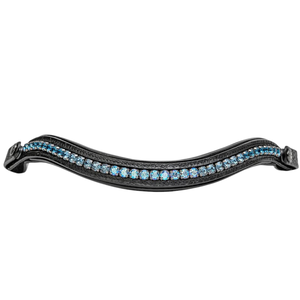 Bandeaux frontaux en cuir croco de luxe de style moderne, design incurvé élégant, strass bleus, bouton poussoir facile à enlever, cheval de haute qualité - Product Image 2