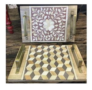 Plateaux de service en bois d'acacia et nacre de qualité supérieure, ensemble de contenants en acrylique, articles de cuisine pour hôtels et restaurants, os - Product Image 5