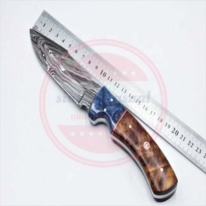 Cuchillo de caza de hoja fija, cuchillo desollador de acero de Damasco para acampar al aire libre, cuchillos desollados para acampar de espiga completa - Product Image 6