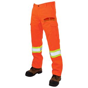 New Safety Work <b>Reflective</b> Polyester Pants Orange Color Multi-Pocket <b>Reflective</b> <b>Tapes</b> Elastic Waist Men's Cargo Pants ANSI Class - Product Image 4