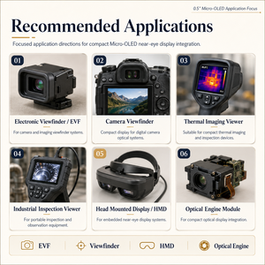Écran Micro OLED de 0,5 pouce, résolution 1600x1200, interface MIPI, panneau Si-OLED 120 Hz pour affichage à proximité de l'œil, caméra, viseur électronique EVF - Product Image 6