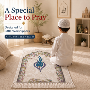 Alfombra de Oración Infantil, Suave, Azul, con Diseño de Tulipán, Alfombra de Oración Islámica Portátil para Niños y Niñas, Regalo para Ramadán y Eid - Product Image 3