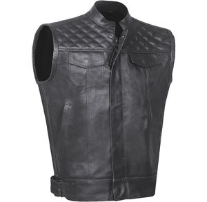 Haute qualité hommes véritable peau de mouton en cuir bouton moteur motard gilet été Streetwear sans manches moto gilets - Product Image 1