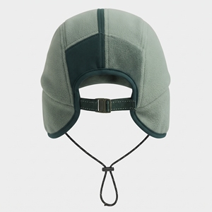 Unisex Winter Ski Hat Adjustable Chin Strap Flat Brim Plush Style Adult Size <b>Green</b> Gray Flock Embossed Fleece-Lined - Product Image 3