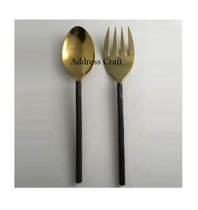 Ensemble de service à salade personnalisé en argent mat meilleure qualité à long manche en acier inoxydable outils à salade lave-vaisselle cuillère de service fourchette - Product Image 2