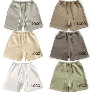 2025 pantalones cortos informales para entrenamiento de gimnasio para hombre, pantalones cortos personalizados de lana de secado rápido, algodón pesado, patrón sólido, cintura con cordón - Product Image 1