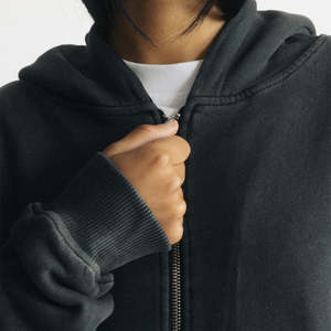 Sweat à capuche personnalisé 400G pour hommes, veste à capuche de couleur unie à double fermeture éclair, sweat-shirt à capuche lourd - Product Image 6