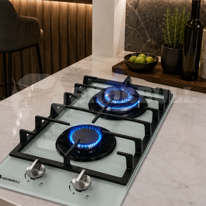 Table de cuisson à gaz double Shorbull avec plaque en verre et allumage piézoélectrique à bouton rotatif - Product Image 1
