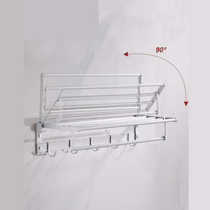 Moderno portasciugamani da bagno in alluminio con 5 ganci singoli o doppi per la casa Hotel cucina materiale zinco con elemento di riscaldamento - Product Image 2
