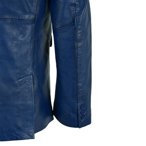 Blazer en cuir pour homme, col cranté personnalisable, style britannique, veste en cuir mat pour homme, blazer en cuir tendance, OEM - Product Image 5