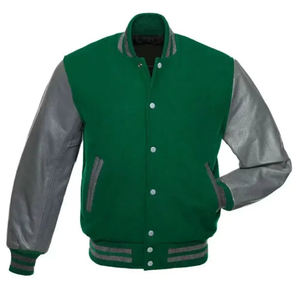 เสื้อแจ็กเก็ตเบสบอลใช้ได้ทั้งชายและหญิงผ้าแคนวาสสไตล์แบบลำลองสำหรับฤดูหนาวผ้าแคนวาสสไตล์เลตเทอร์แมนแขนหนังออกแบบได้ตามต้องการ - Product Image 6