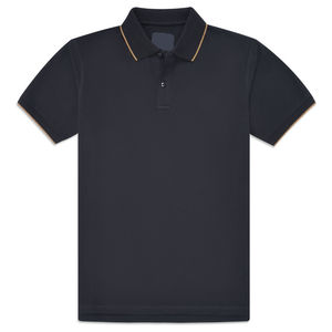 Polo de algodón 100% de gama alta para hombre, tela personalizable con patrón sólido, ecológico, oscuro, talla 6XL, diseño de piqué liso negro - Product Image 1