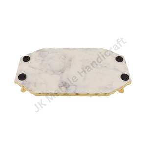 Plateau de service luxueux en marbre et laiton de haute qualité pour la décoration intérieure et le divertissement - Product Image 5