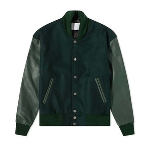 Hiver Printemps Collège Brodé Melton Wool Baseball Jacket Hip Hop Leather Sleeves CollegeBaseballjacket pour hommes DDP Shipping - Product Image 1
