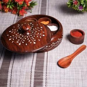 Wooden <b>Spice</b> <b>Box</b> Decorative <b>Masala</b> <b>Dabba</b> Organizer <b>Spice</b> Storage Container Ideal for Seasonings Wooden <b>Spice</b> <b>Box</b> - Product Image 3