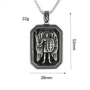 Collar con Colgante <span class=keywords><strong>de</strong></span> San Miguel Arcángel para Hombre, Acero Inoxidable, Rectangular, para Compradores <span class=keywords><strong>de</strong></span> Joyería Vintage, Venta al Por Mayor - Product Image 6
