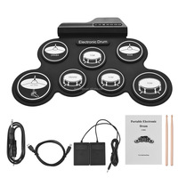 Batterie électronique portable professionnelle réglable avec chargement USB, kit de batterie pliable pour entraînement, idéal pour débutants en jazz