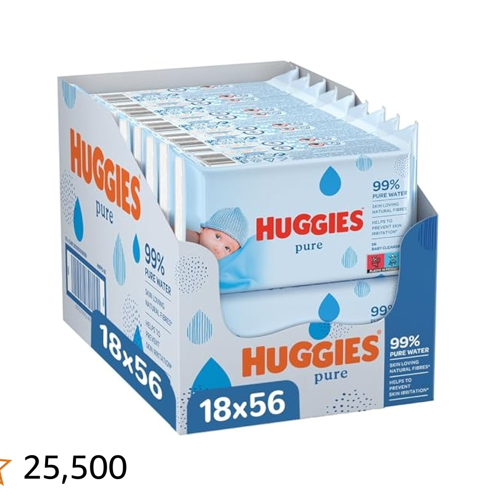 Huggies Pure Baby Wipes 1008 Extra Soft, Fragrance-Free Wipes