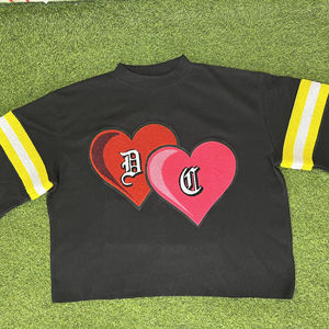 Maillot personnalisé pour hommes chenille cousu broderie T-Shirt coupe surdimensionnée double couche gaufré thermique football coton tissé séchage rapide - Product Image 1