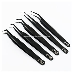 Pince à épiler professionnelle pour extensions de cils à pointe en fibre, outil de volume en X, courbé en forme de lune, pour la création de bouquets de cils - Product Image 3