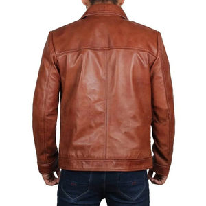 Veste en cuir vintage OEM pour hommes Style décontracté moto en peau de mouton personnalisé avant hiver tissu enduit conception personnalisée réversible - Product Image 2