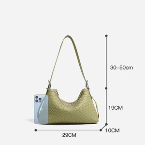 2025, bolsos de hombro para mujer, bandolera tejida de cuero de vaca genuino, bolso hecho a mano para mujer, bolso tejido tipo cubo - Product Image 5