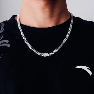 <b>Mens</b> <b>925</b> <b>silver</b> moissanite cuban chain <b>bracelet</b> and necklace 6mm single row stones hip hop custom fine jewelry gift - Product Image 1