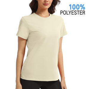 Ultra suave al tacto elegante producto personalizado ropa deportiva y transpirable mejor tela de poliéster entrenamiento gimnasio camiseta para mujer - Product Image 3