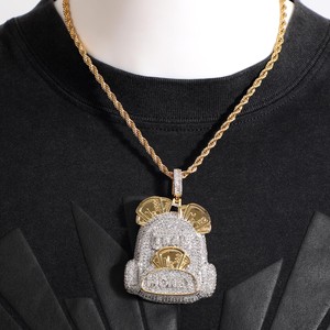 RB GEMS Colgante Hip Hop Personalizado con Diseño de Bolsa de Dinero, Chapado en Oro Blanco de 14k, Certificado IGI, con Diamantes Engastados en Canal, para Hombres y Mujeres - Product Image 4