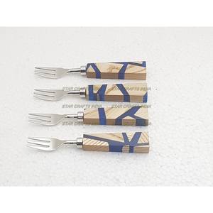 Juego de Cubiertos de acero inoxidable de alta calidad con mango de madera de resina Artículos de mesa Cubiertos Vajilla Utensilios de cocina Uso - Product Image 1