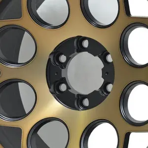 Wheel Brush Car Rims 17x9.0 6x139.7 6 Holes Aluminum Gold and Black Cool Concave Design 4x4 Wholesale Cast Wheels SUV Available