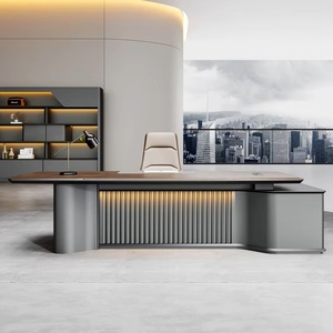 โต๊ะทำงานสำนักงานแบบโมดูลาร์สีน้ำตาลหรูหราทันสมัย ทำจาก MDF ชุดโต๊ะเขียนหนังสือสำหรับผู้บริหาร ผู้จัดการ สถานีทำงานที่บ้าน เฟอร์นิเจอร์สำนักงาน รับประกัน 3 ปี - Product Image 2