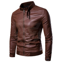 Jaket Kulit Sapi Berkualitas Tinggi Gaya High Street Pria, Kerah Tegak, Resleting, Bernapas, Cepat Kering, Fungsional, Musim Dingin, Custom