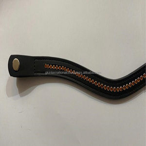 Meilleure vente, design personnalisé, 1 rangée de cristaux ronds diamant bling chaîne incrustée canal vide en cuir, bande de sourcils de cheval en épi complet - Product Image 3